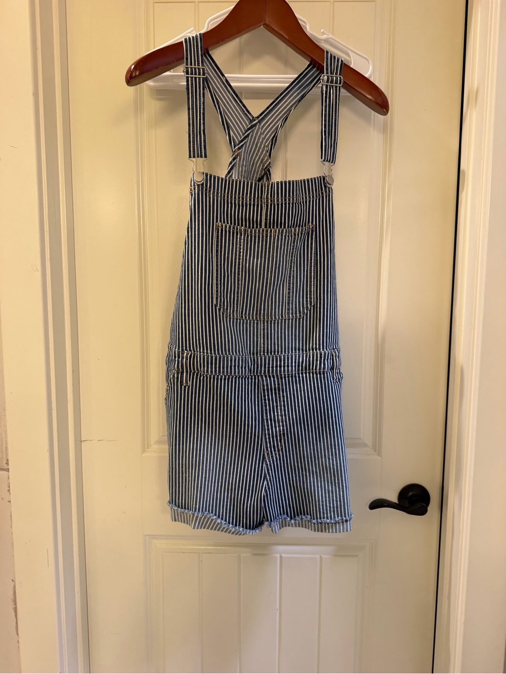 No Boundaries Striped Blue Overall Shorts - Classic Railroad Style. 3X